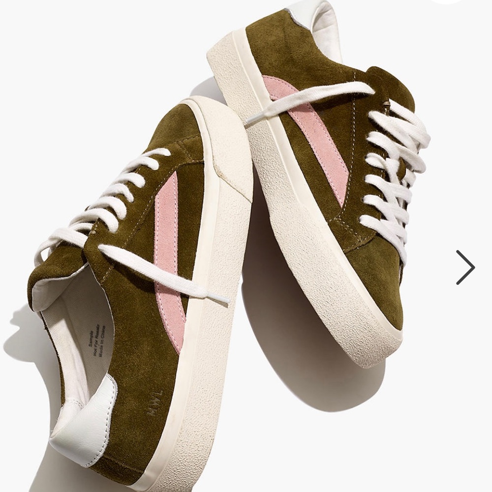 Madewell Green & Pink Suede Sneakers